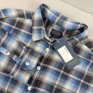 Pendleton Boyfriend Flannel Shirt Blue Multi Plaid Button Down NWT LG L